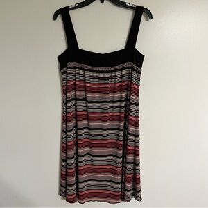 NWT Women’s Cocomo Chocolate & Pink Striped Sleeveless Dress With Bow Size Large